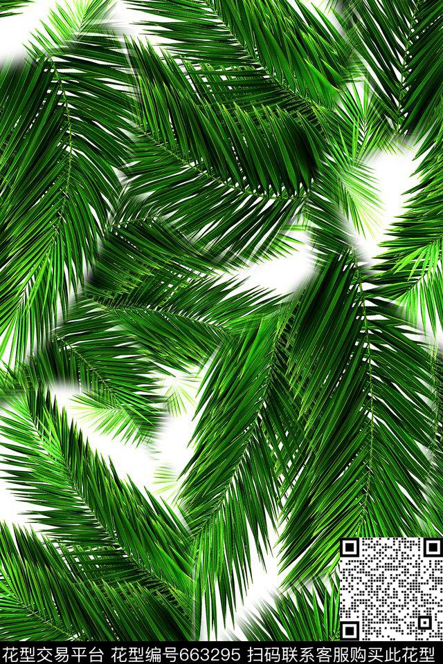 棕榈叶泳装热带数码印花华亿平台下载（图片编号: 663295） - 瓦栏（Walan）