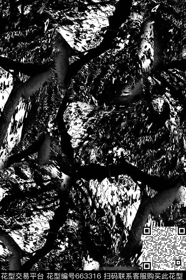 抽象景观黑色数码印花华亿平台下载（图片编号: 663316） - 瓦栏（Walan）