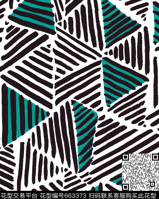 条纹格子几何传统印花华亿平台下载（图片编号: 663373） - 瓦栏（Walan）