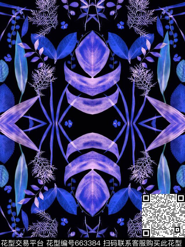 花卉花朵棕榈叶数码印花华亿平台下载（图片编号: 663384） - 瓦栏（Walan）