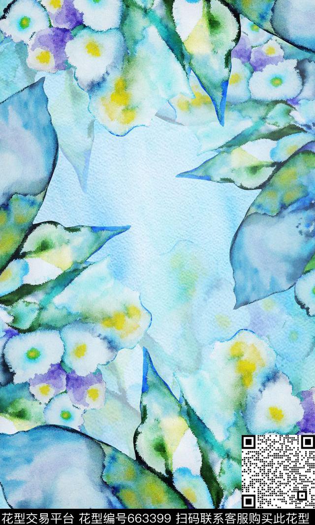 复古水彩围巾数码印花华亿平台下载（图片编号: 663399） - 瓦栏（Walan）
