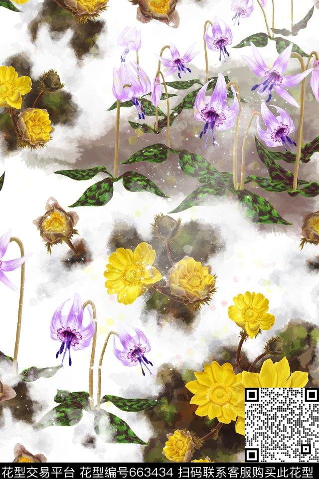 乱花花朵花卉数码印花华亿平台下载（图片编号: 663434） - 瓦栏（Walan）