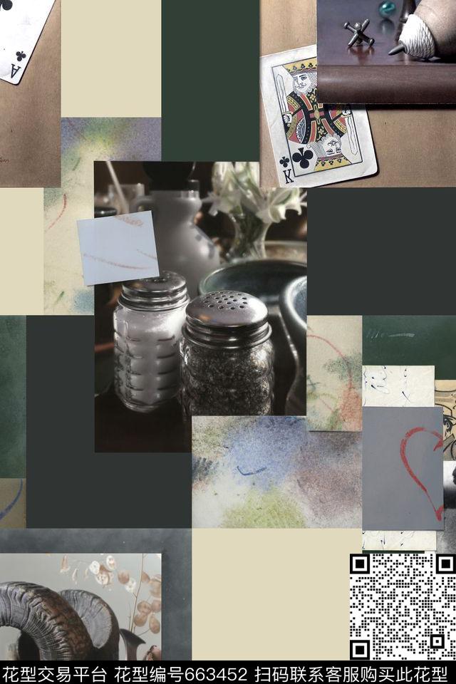 抽象几何拼接数码印花华亿平台下载（图片编号: 663452） - 瓦栏（Walan）