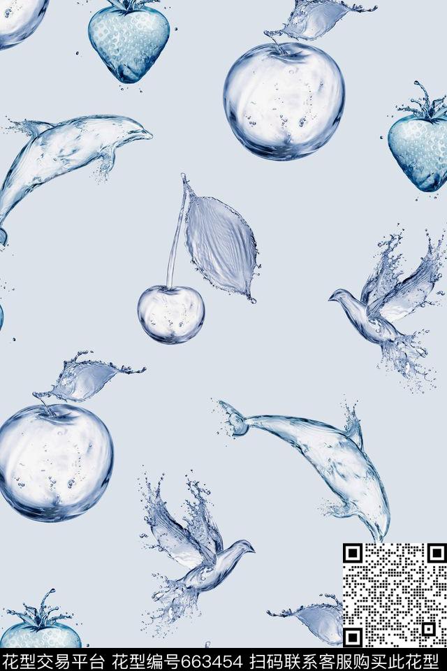 时尚水波纹苹果传统印花华亿平台下载（图片编号: 663454） - 瓦栏（Walan）