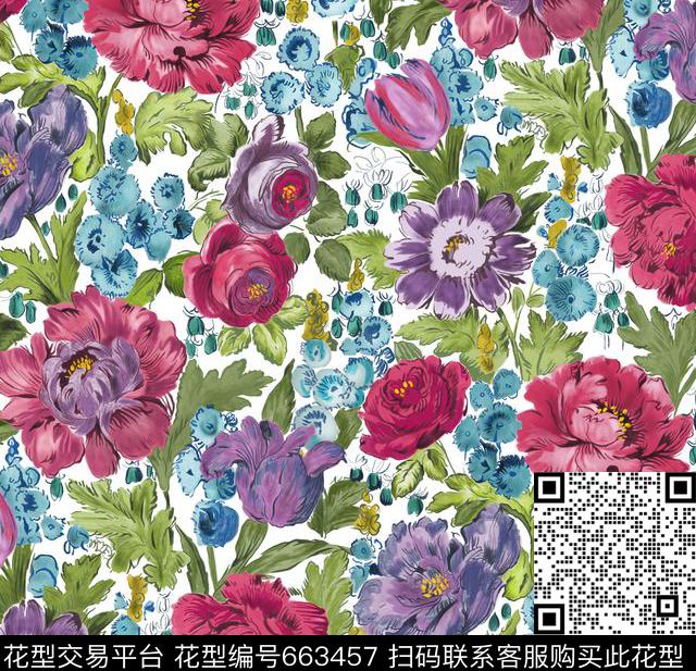 花瓣乱花小碎花传统印花华亿平台下载（图片编号: 663457） - 瓦栏（Walan）