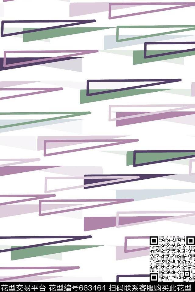 色块创意三角形数码印花华亿平台下载（图片编号: 663464） - 瓦栏（Walan）