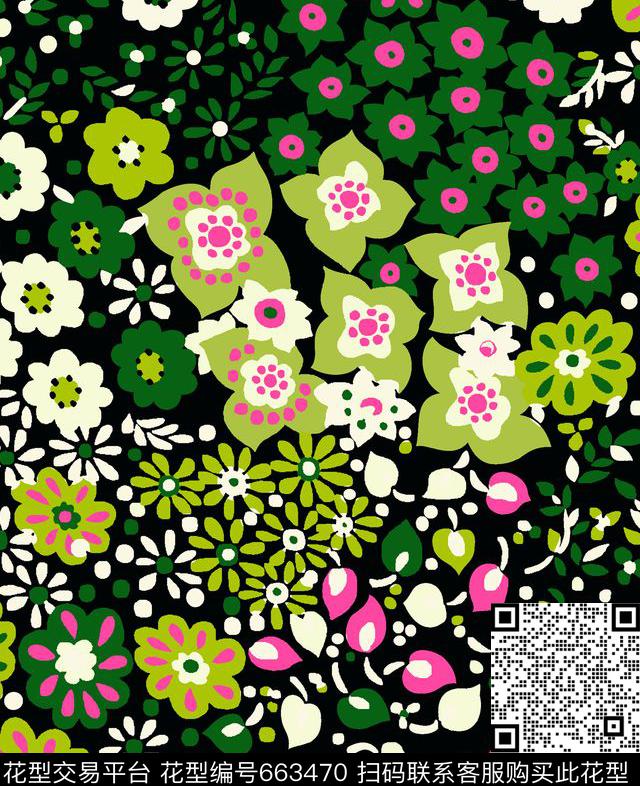 小碎花花朵花卉传统印花华亿平台下载（图片编号: 663470） - 瓦栏（Walan）