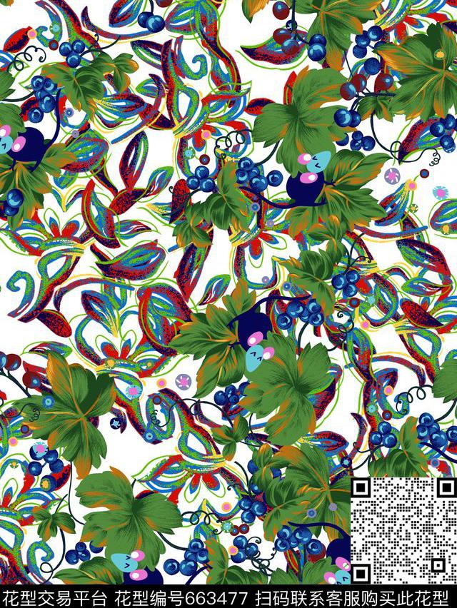 复古手绘葡萄传统印花华亿平台下载（图片编号: 663477） - 瓦栏（Walan）