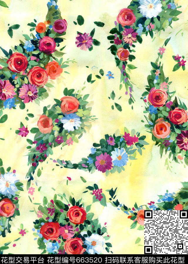 卡通条纹大牌风数码印花华亿平台下载（图片编号: 663520） - 瓦栏（Walan）