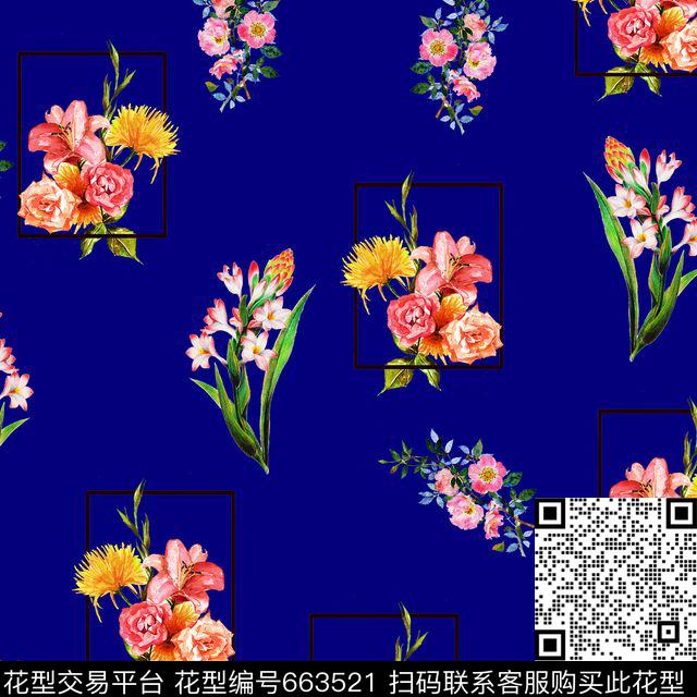 牡丹花朵花卉数码印花华亿平台下载（图片编号: 663521） - 瓦栏（Walan）