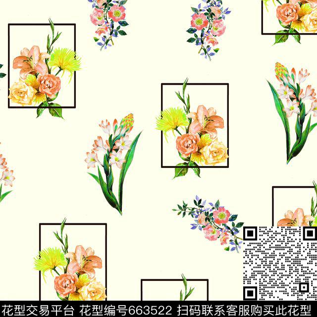 牡丹花朵花卉数码印花华亿平台下载（图片编号: 663522） - 瓦栏（Walan）