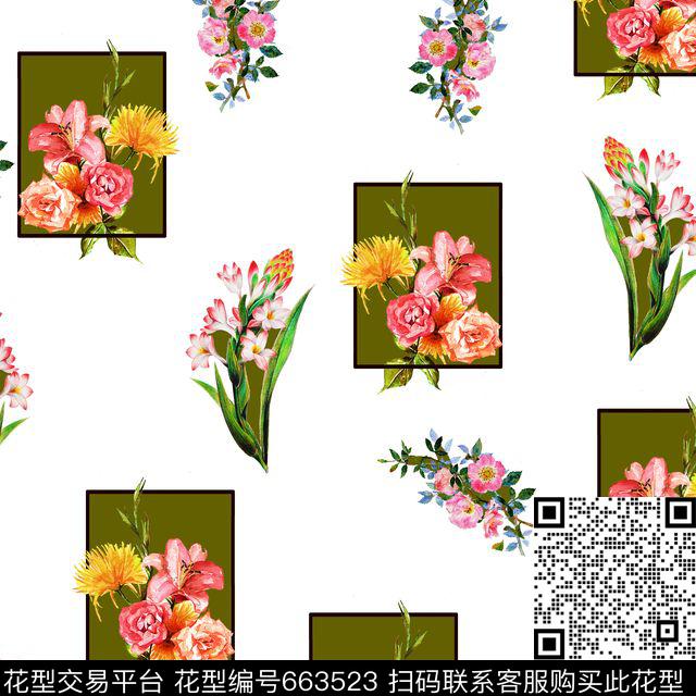 牡丹花朵花卉数码印花华亿平台下载（图片编号: 663523） - 瓦栏（Walan）