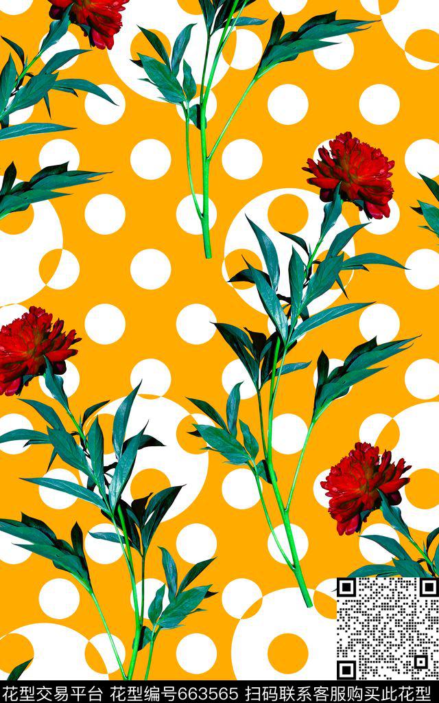 迪拜花卉玫瑰花几何花卉数码印花华亿平台下载（图片编号: 663565） - 瓦栏（Walan）