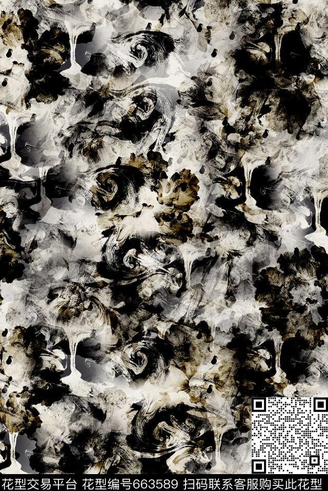 抽象肌理、黑白数码印花华亿平台下载（图片编号: 663589） - 瓦栏（Walan）