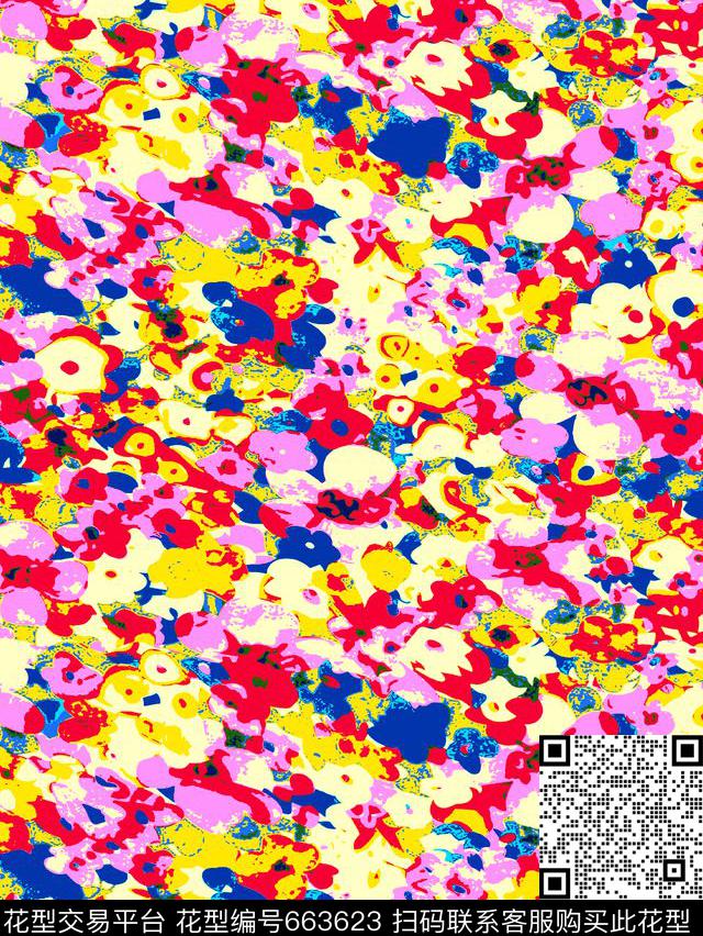 花朵花卉手绘彩色矢量花朵传统印花华亿平台下载（图片编号: 663623） - 瓦栏（Walan）