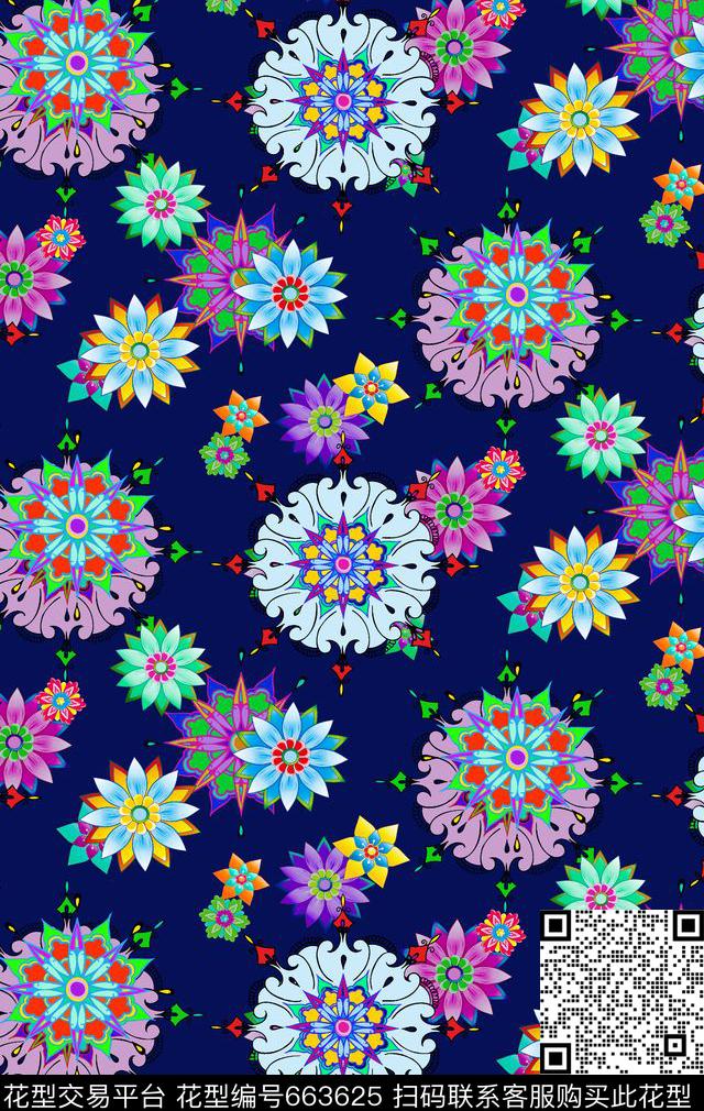 民族风圆形花纹传统印花华亿平台下载（图片编号: 663625） - 瓦栏（Walan）