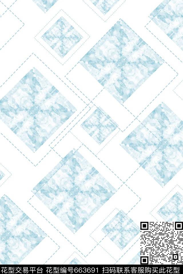 方格色块肌理数码印花华亿平台下载（图片编号: 663691） - 瓦栏（Walan）