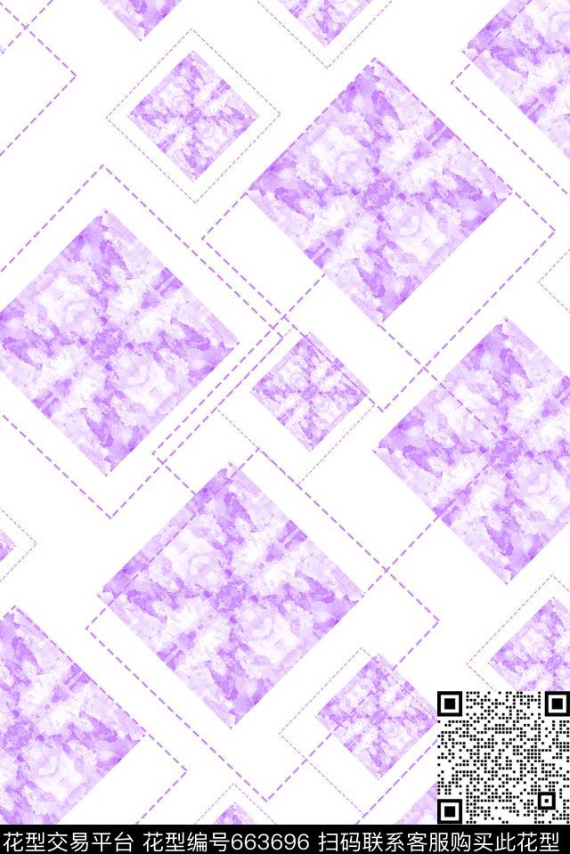 方格色块肌理数码印花华亿平台下载（图片编号: 663696） - 瓦栏（Walan）