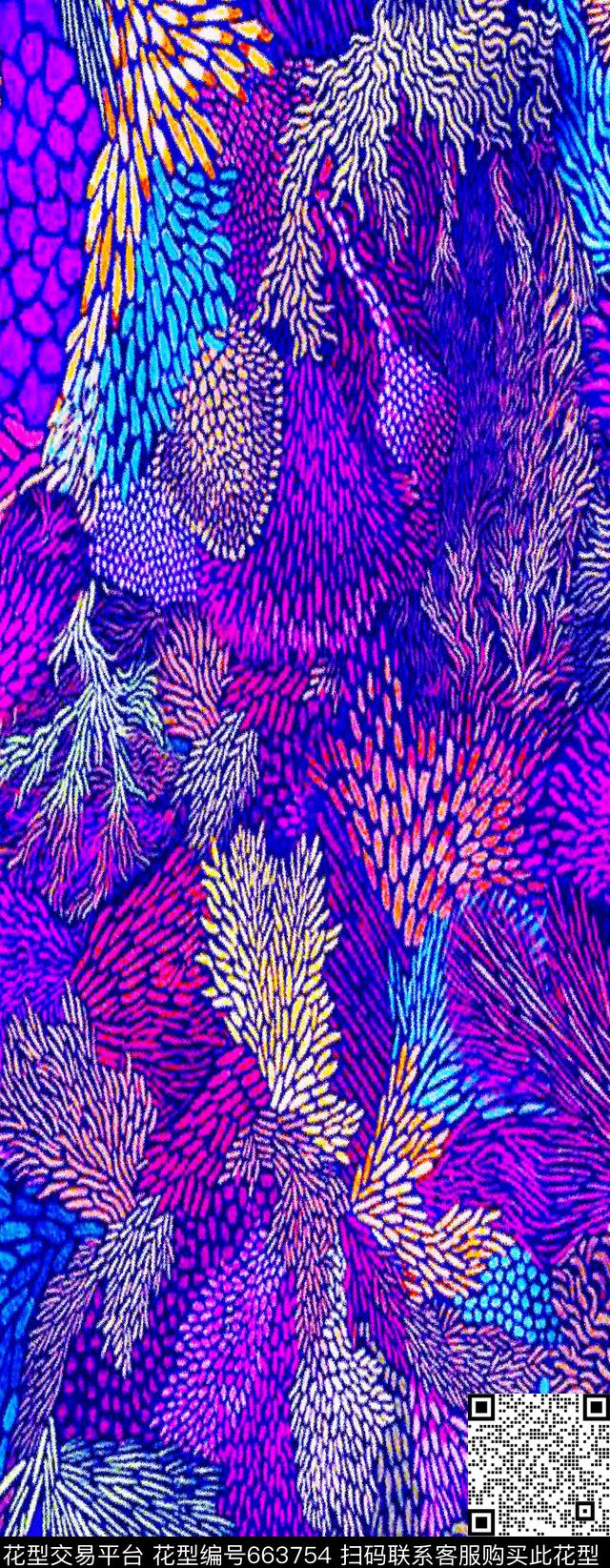 幻彩围巾深色数码印花华亿平台下载（图片编号: 663754） - 瓦栏（Walan）