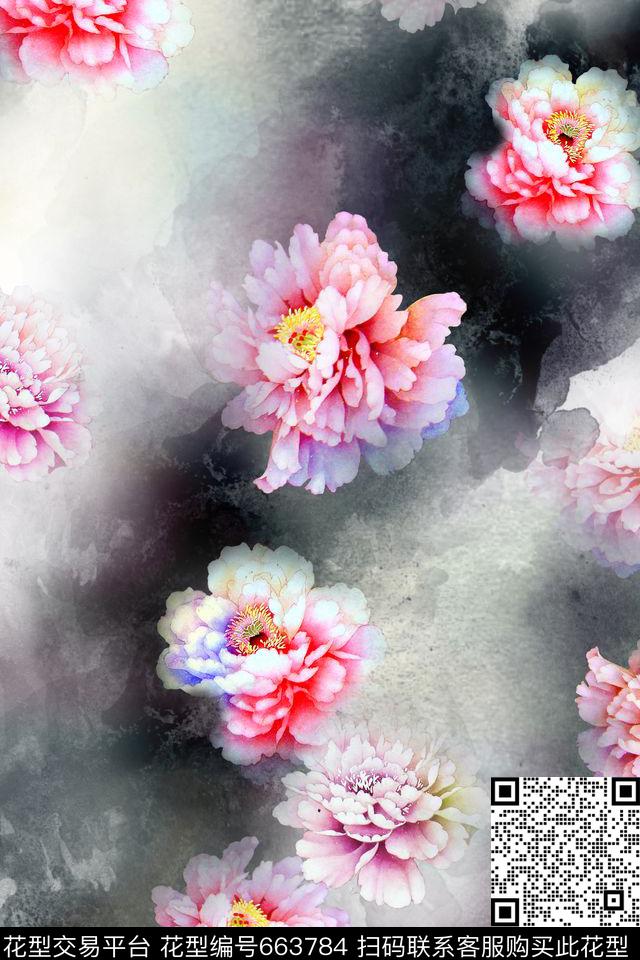 民族风中国风牡丹数码印花华亿平台下载（图片编号: 663784） - 瓦栏（Walan）