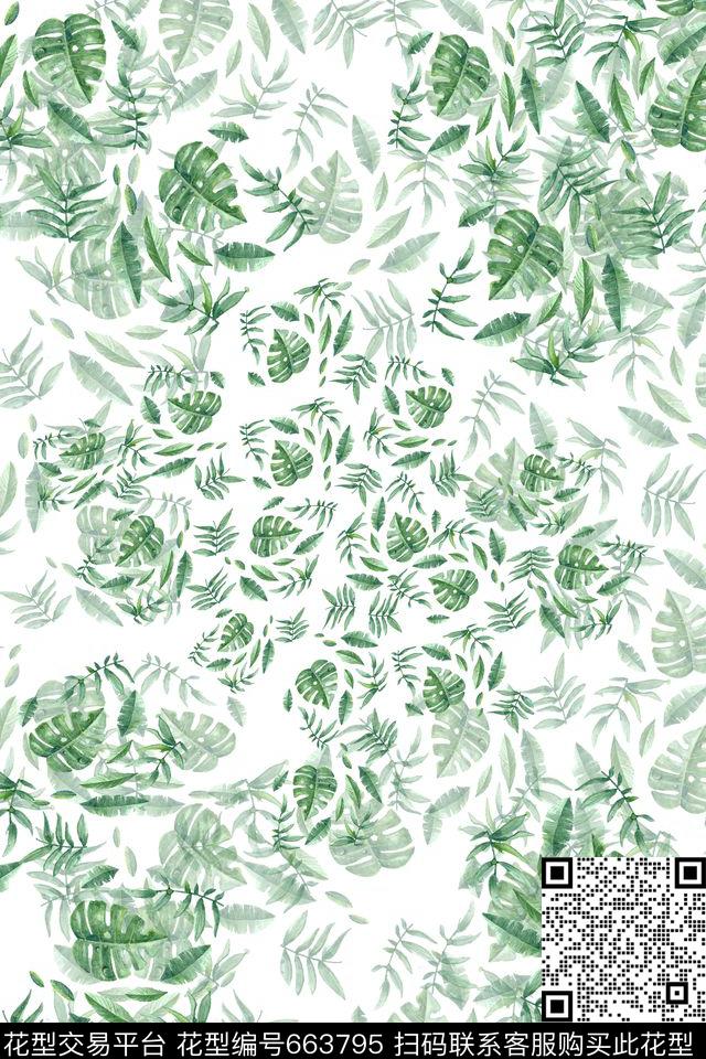 热带海滨度假棕榈叶龟背竹数码印花华亿平台下载（图片编号: 663795） - 瓦栏（Walan）