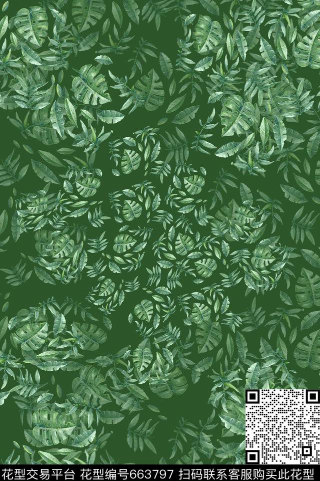 热带海滨度假棕榈叶龟背竹数码印花华亿平台下载（图片编号: 663797） - 瓦栏（Walan）