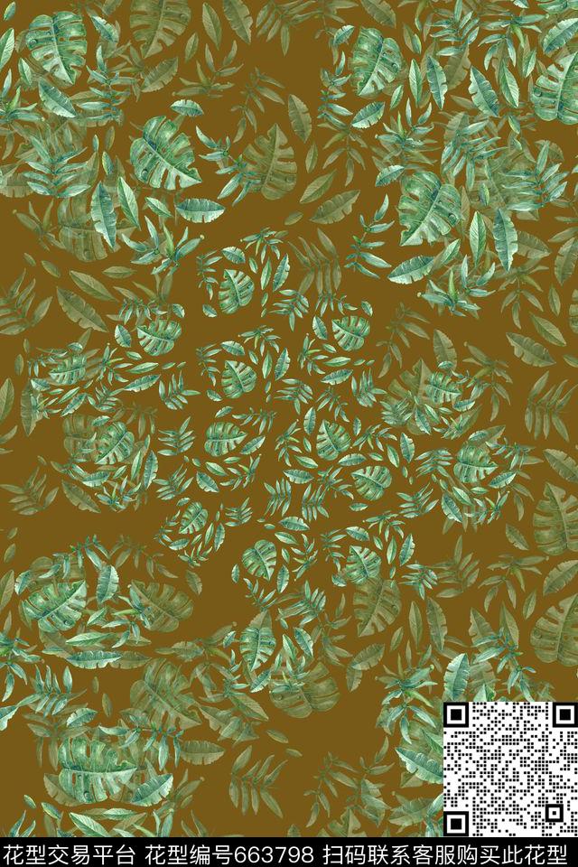 热带海滨度假棕榈叶龟背竹数码印花华亿平台下载（图片编号: 663798） - 瓦栏（Walan）