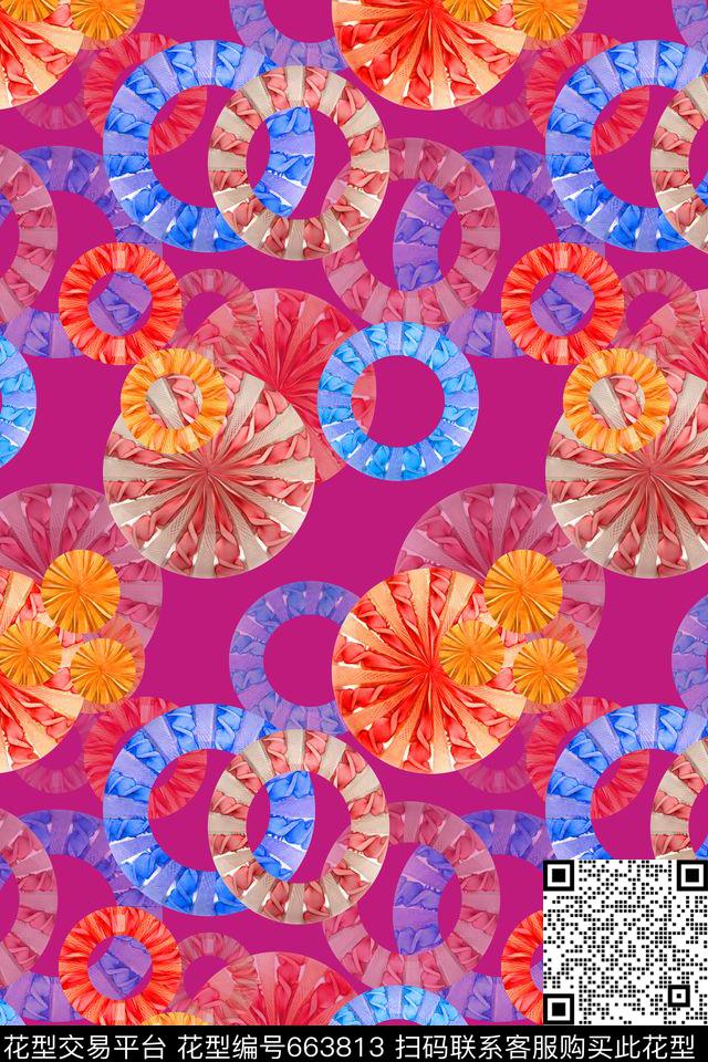 热带海滨度假泳圈意向花环意向数码印花华亿平台下载（图片编号: 663813） - 瓦栏（Walan）