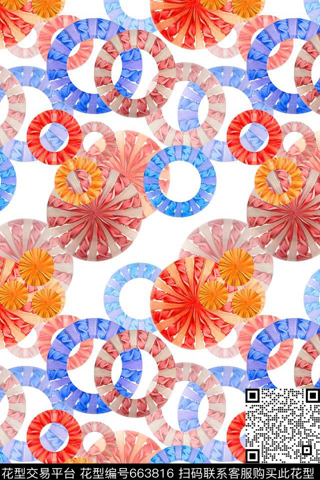 热带海滨度假泳圈意向花环意向数码印花华亿平台下载（图片编号: 663816） - 瓦栏（Walan）