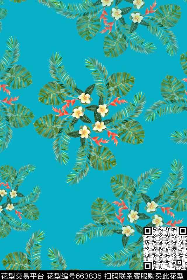 热带海滨度假女士泳装棕榈叶数码印花华亿平台下载（图片编号: 663835） - 瓦栏（Walan）