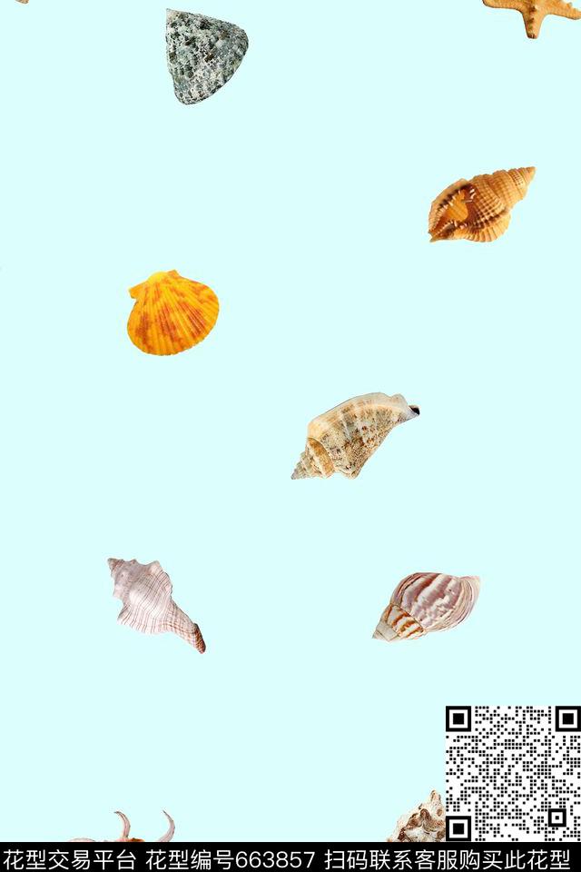 海螺、海洋生物数码印花华亿平台下载（图片编号: 663857） - 瓦栏（Walan）
