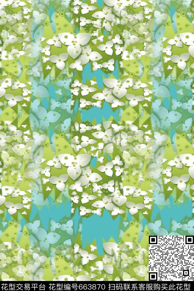 创意立体花卉花卉碎碎花组合数码印花华亿平台下载（图片编号: 663870） - 瓦栏（Walan）