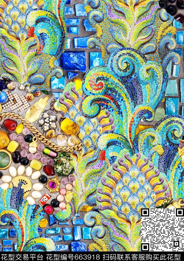 珠宝风格民族纹样陶瓷数码印花华亿平台下载（图片编号: 663918） - 瓦栏（Walan）