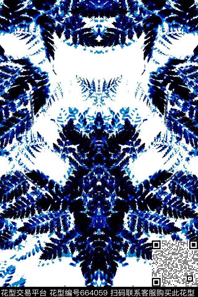 叶子抽象热带数码印花华亿平台下载（图片编号: 664059） - 瓦栏（Walan）