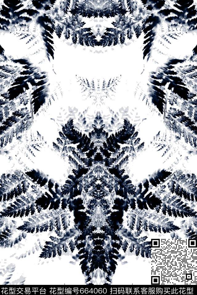 叶子抽象热带数码印花华亿平台下载（图片编号: 664060） - 瓦栏（Walan）