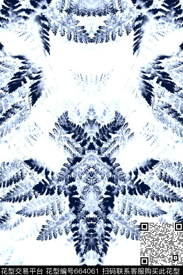 叶子抽象热带数码印花华亿平台下载（图片编号: 664061） - 瓦栏（Walan）