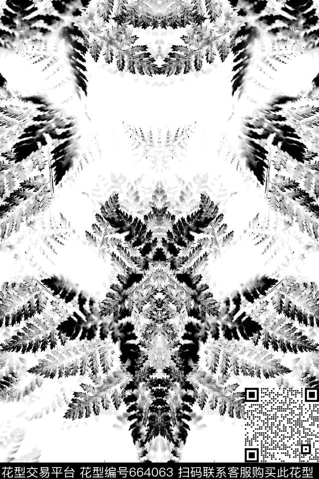 叶子抽象热带数码印花华亿平台下载（图片编号: 664063） - 瓦栏（Walan）