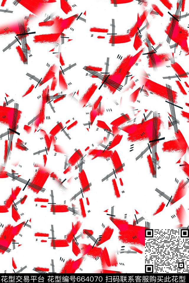 抽象色块线条数码印花华亿平台下载（图片编号: 664070） - 瓦栏（Walan）