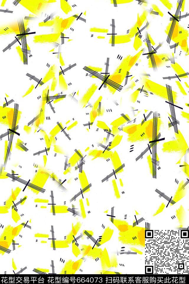 抽象色块线条数码印花华亿平台下载（图片编号: 664073） - 瓦栏（Walan）