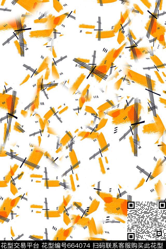 抽象色块线条数码印花华亿平台下载（图片编号: 664074） - 瓦栏（Walan）