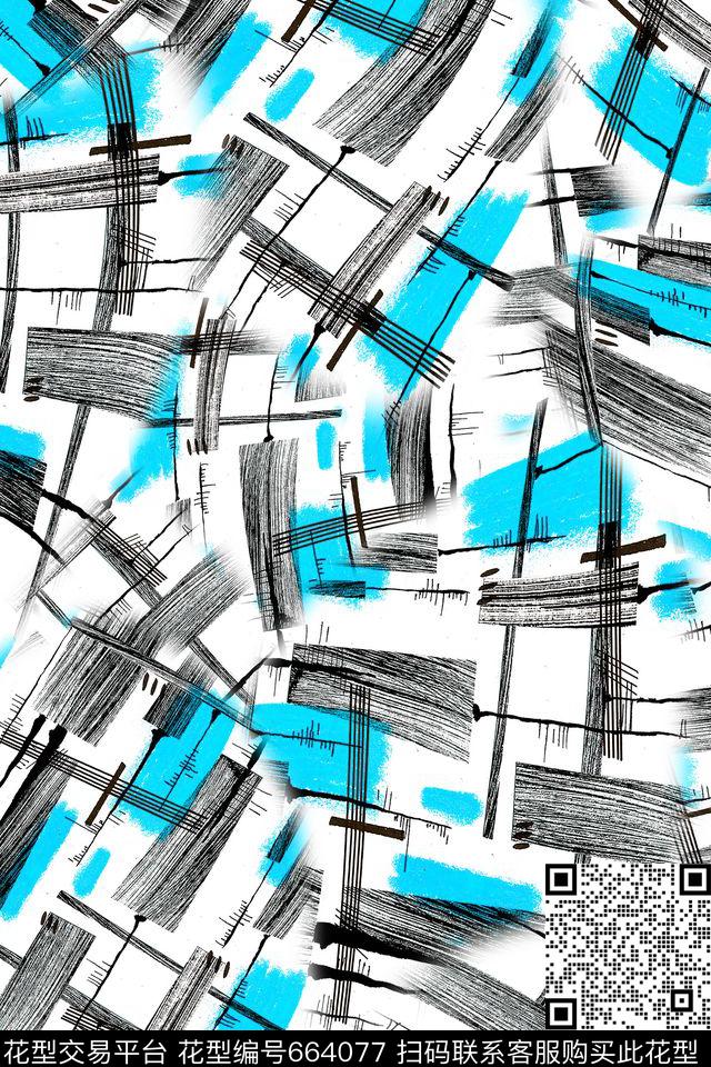 线条休闲抽象数码印花华亿平台下载（图片编号: 664077） - 瓦栏（Walan）
