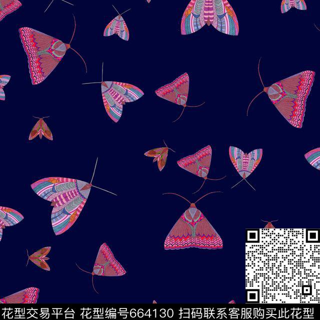 复古昆虫飞蛾虫子数码印花华亿平台下载（图片编号: 664130） - 瓦栏（Walan）