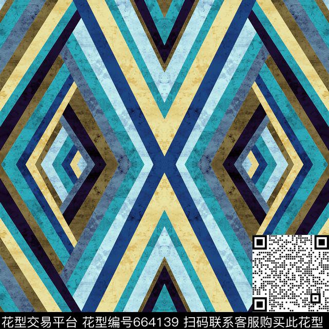 色块不规则几何菱形数码印花华亿平台下载（图片编号: 664139） - 瓦栏（Walan）