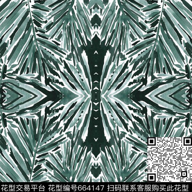 叶棕榈叶热带数码印花华亿平台下载（图片编号: 664147） - 瓦栏（Walan）