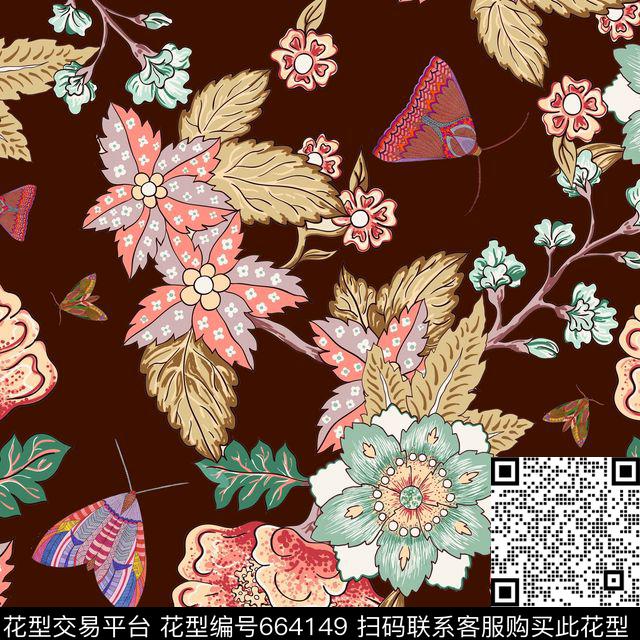 瓷砖窗花花卉花鸟花朵数码印花华亿平台下载（图片编号: 664149） - 瓦栏（Walan）