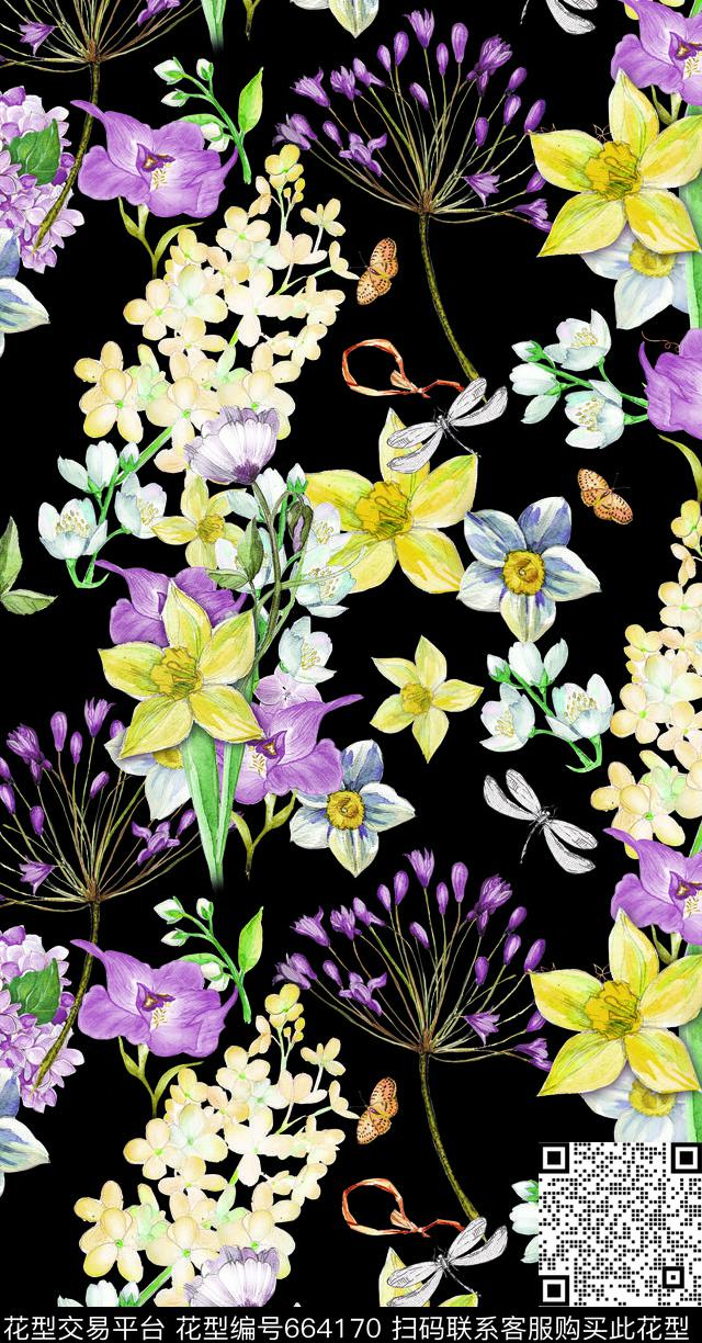 玫瑰小碎花大花数码印花华亿平台下载（图片编号: 664170） - 瓦栏（Walan）