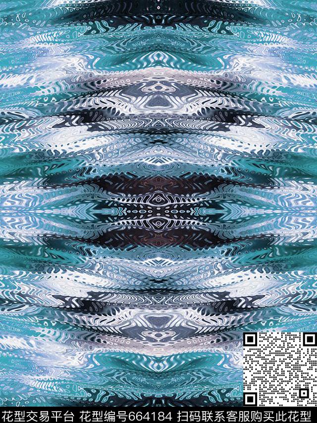 色块热带波浪数码印花华亿平台下载（图片编号: 664184） - 瓦栏（Walan）