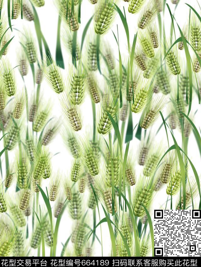 时尚小清新小麦数码印花华亿平台下载（图片编号: 664189） - 瓦栏（Walan）