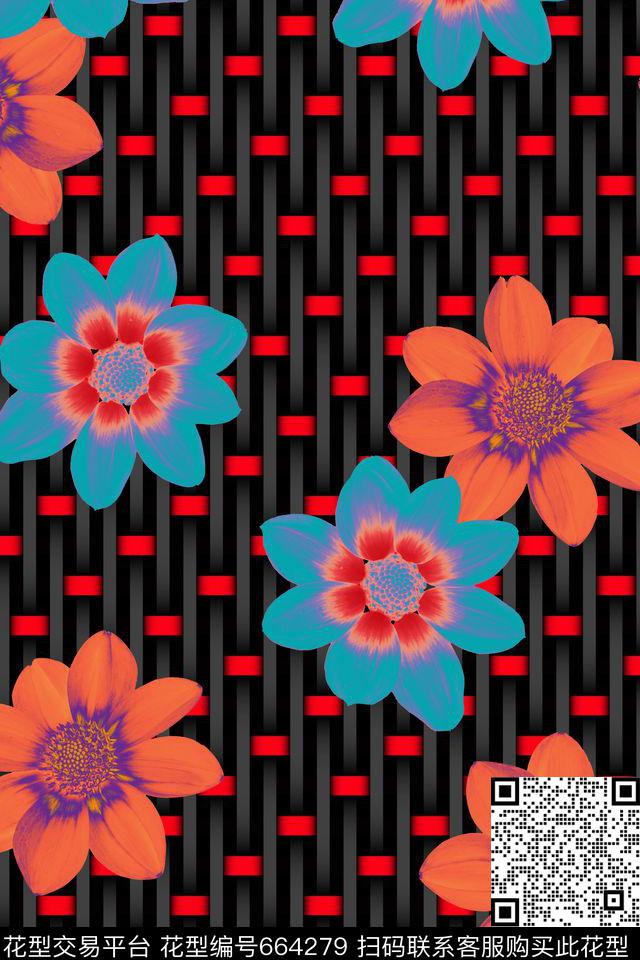 条纹混搭花卉女士泳装传统印花华亿平台下载（图片编号: 664279） - 瓦栏（Walan）