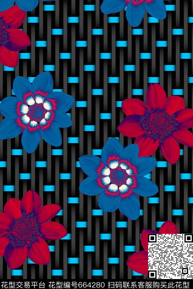 条纹混搭花卉女士泳装传统印花华亿平台下载（图片编号: 664280） - 瓦栏（Walan）